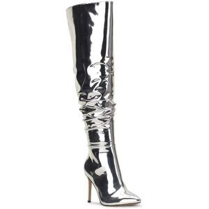 INC INTL Concepts Wmn Iyonna Slouch Heeled Boot Sz‎ US 6.5M Silver Patent